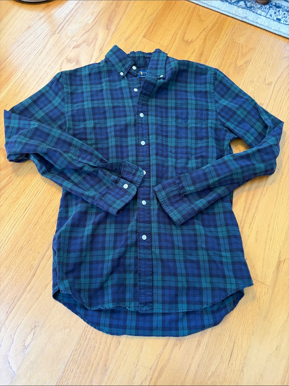 Ralph Lauren Slim Fit Black Watch Plaid Oxford Button Down Shirt Medium